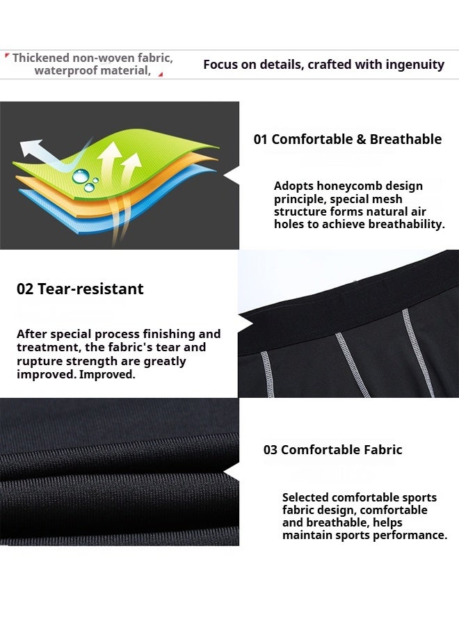 YUKE Men's Fitness Sports Compression Pants, Running, Fitness, Basketball Shorts - Sweat-wicking, Elastic, Five-Point Pants - Mid-rise design, anti-friction elasticity, quick-drying and breathable compression pants, suitable for training, running, and track and field (Black with blue stripes) - XL - Image 4