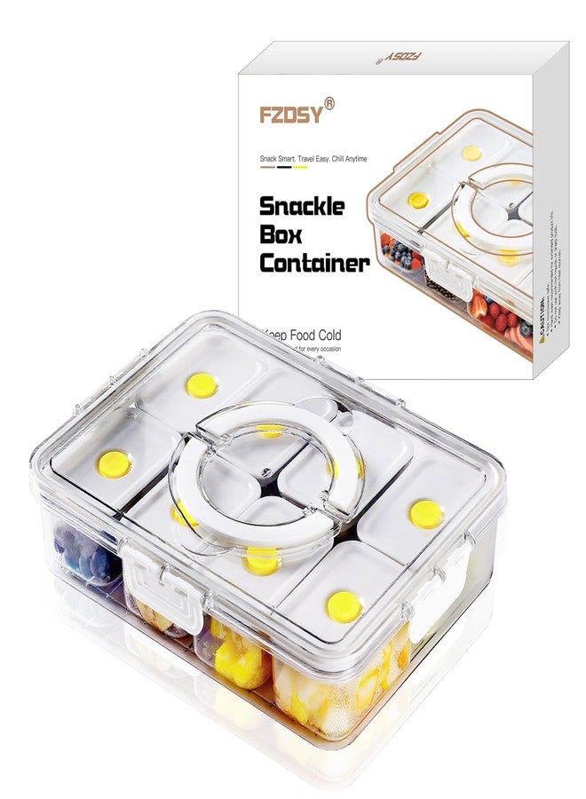 FZDSY Snackle Serving Tray with Lid - Leak-Proof Snack Platter for Dips, Sauces, Fruits & Veggies - Airtight Covered Food Tray for BBQ, Picnics, Road Trips & Outdoor Entertaining (1 pcs 8 Compartment) - Image 1