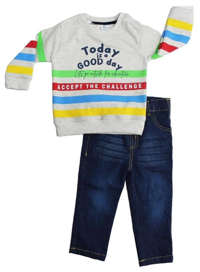 Dollar Junior Tiny Crews Baby Boys Casual T-Shirt Pant Set (KWRN10002_6-9M) Multicolour - Image 1