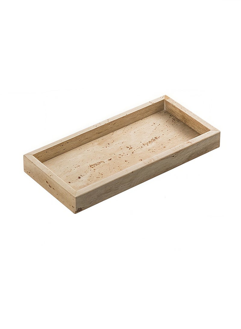 FUKE Natural Cave Stones Countertop Organizer, Rectangle Bathroom Vanity Jewelry Trinket Decorative Storage Tray for Kitchen Table Dresser(15cm*25cm) - Image 1