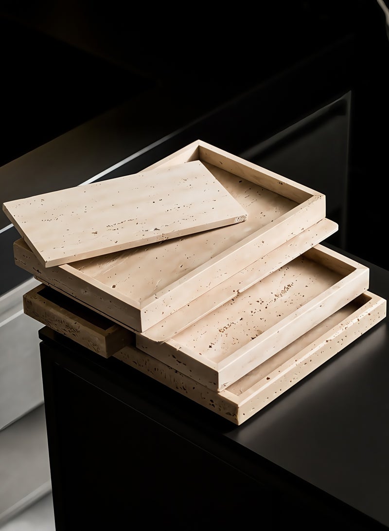 FUKE Natural Cave Stones Countertop Organizer, Rectangle Bathroom Vanity Jewelry Trinket Decorative Storage Tray for Kitchen Table Dresser(15cm*25cm) - Image 2