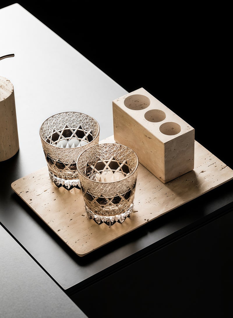 FUKE Natural Cave Stones Countertop Organizer, Rectangle Bathroom Vanity Jewelry Trinket Decorative Storage Tray for Kitchen Table Dresser(15cm*25cm) - Image 5