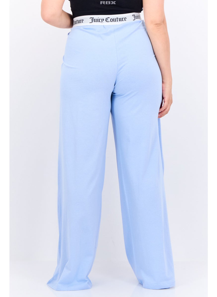 Juicy Couture - Women Regular Fit Brand Logo Wide Leg Pant, Light Blue - Image 1