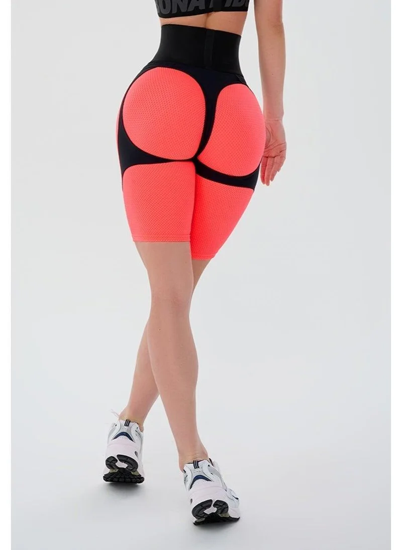 Bona Fide Bona Cycling Extra Push-up Corsage Neon Orange Extra Corsage High Waist Biker Gym Shorts for Women for Women | Best Price UAE
