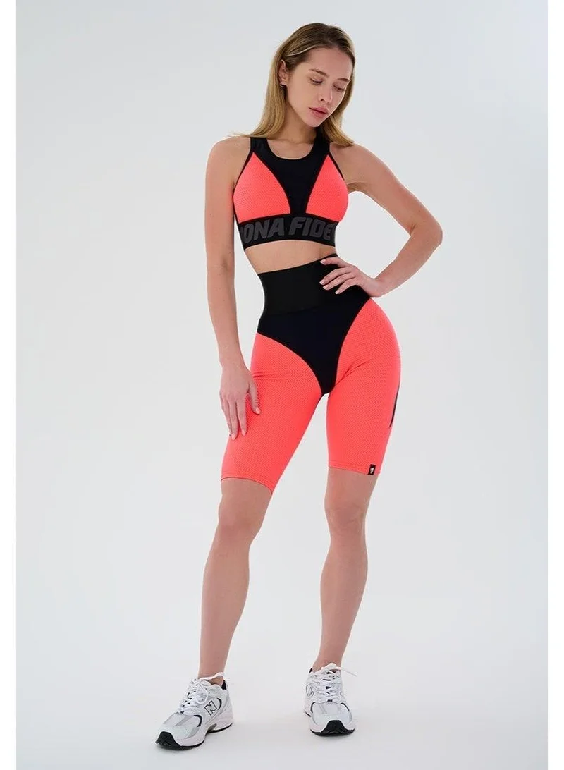 Bona Fide Bona Cycling Extra Push-up Corsage Neon Orange Extra Corsage High Waist Biker Gym Shorts for Women | Best Price UAE