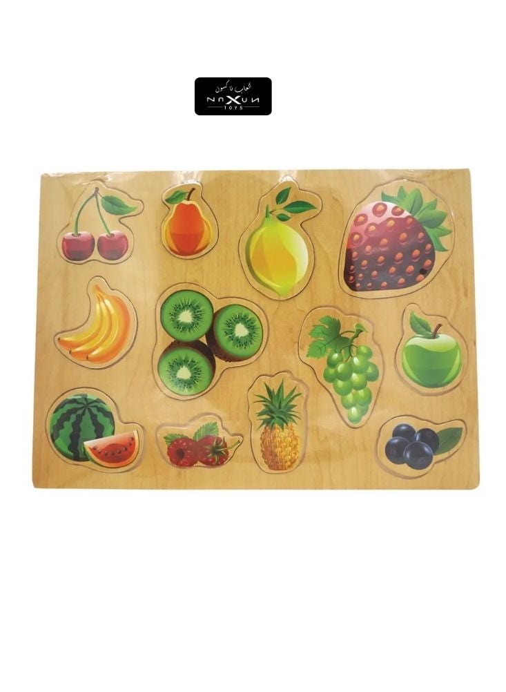 لوح فواكه خشبي – لعبة تعليمية للأطفال بأشكال فواكه ملوّنة