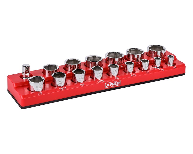 ARES 7023616Piece 12Inch SAE Magnetic Socket Organizer Holds 15 Sockets and 1 Socket Adapter Keeps Your Tool Box Organized - Image 3