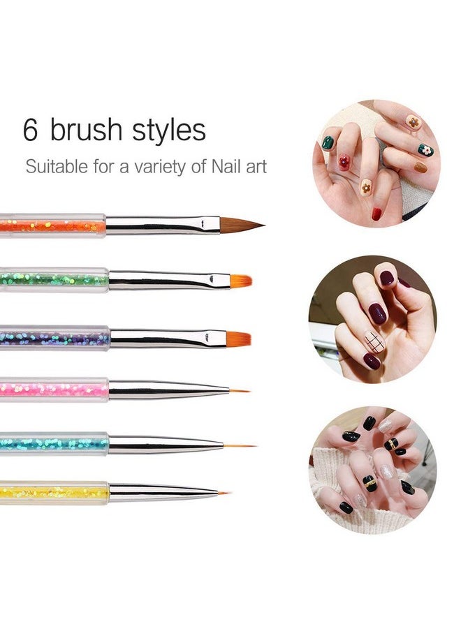 SegMiniSmart - Iminoo 6Pcs Nail Art Brushesdouble Ended Nail Liner Brush Dotting Pen Nail Art Point Drill Drawing Toolsdouble Ended Nail Art Brushe For Diy Nail Art Designs (Style A) - Image 1