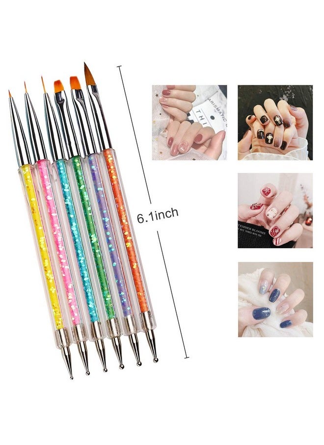 SegMiniSmart - Iminoo 6Pcs Nail Art Brushesdouble Ended Nail Liner Brush Dotting Pen Nail Art Point Drill Drawing Toolsdouble Ended Nail Art Brushe For Diy Nail Art Designs (Style A) - Image 1