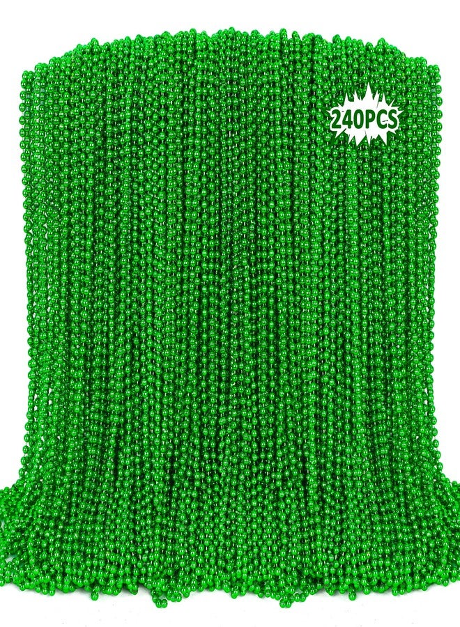 EOBOH St Patricks Day Necklaces, 240PCS Green Beads Necklaces Decorations, 33" Saint Patricks Day Mardi Gras Xmas Necklace Party Favor, Green Mardi Gras Beads Bulk for Wedding Birthday Holiday Parade Throw - Image 1