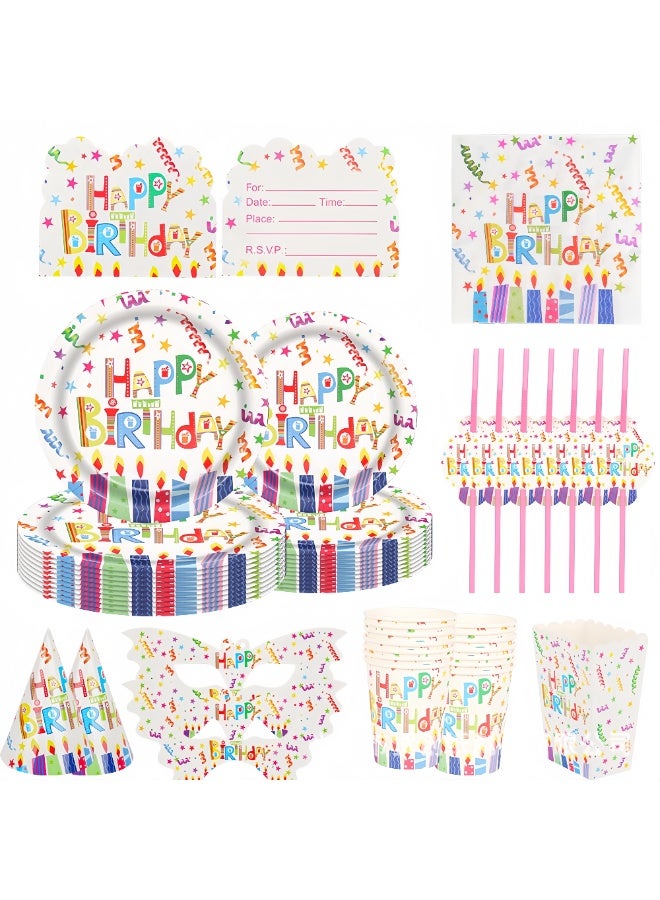 عالم البالونات مجموعة أدوات مائدة لحفلات أعياد الميلاد مكونة من 138 قطعة، مجموعة أدوات مائدة للاستخدام مرة واحدة تتضمن أطباق ورقية، وسكاكين، وشوك، وملاعق، وأكواب، وقش، ومناديل، وعلب فشار، وراية، وبطاقات دعوة، وتنين منفوخ، وأقنعة، وقبعات ورقية، لوازم حفلات أعياد الميلاد لعشرة ضيوف - Image 2