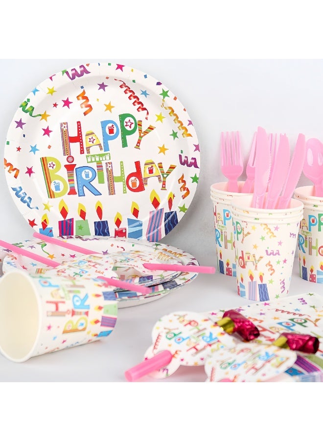 عالم البالونات مجموعة أدوات مائدة لحفلات أعياد الميلاد مكونة من 138 قطعة، مجموعة أدوات مائدة للاستخدام مرة واحدة تتضمن أطباق ورقية، وسكاكين، وشوك، وملاعق، وأكواب، وقش، ومناديل، وعلب فشار، وراية، وبطاقات دعوة، وتنين منفوخ، وأقنعة، وقبعات ورقية، لوازم حفلات أعياد الميلاد لعشرة ضيوف - Image 4