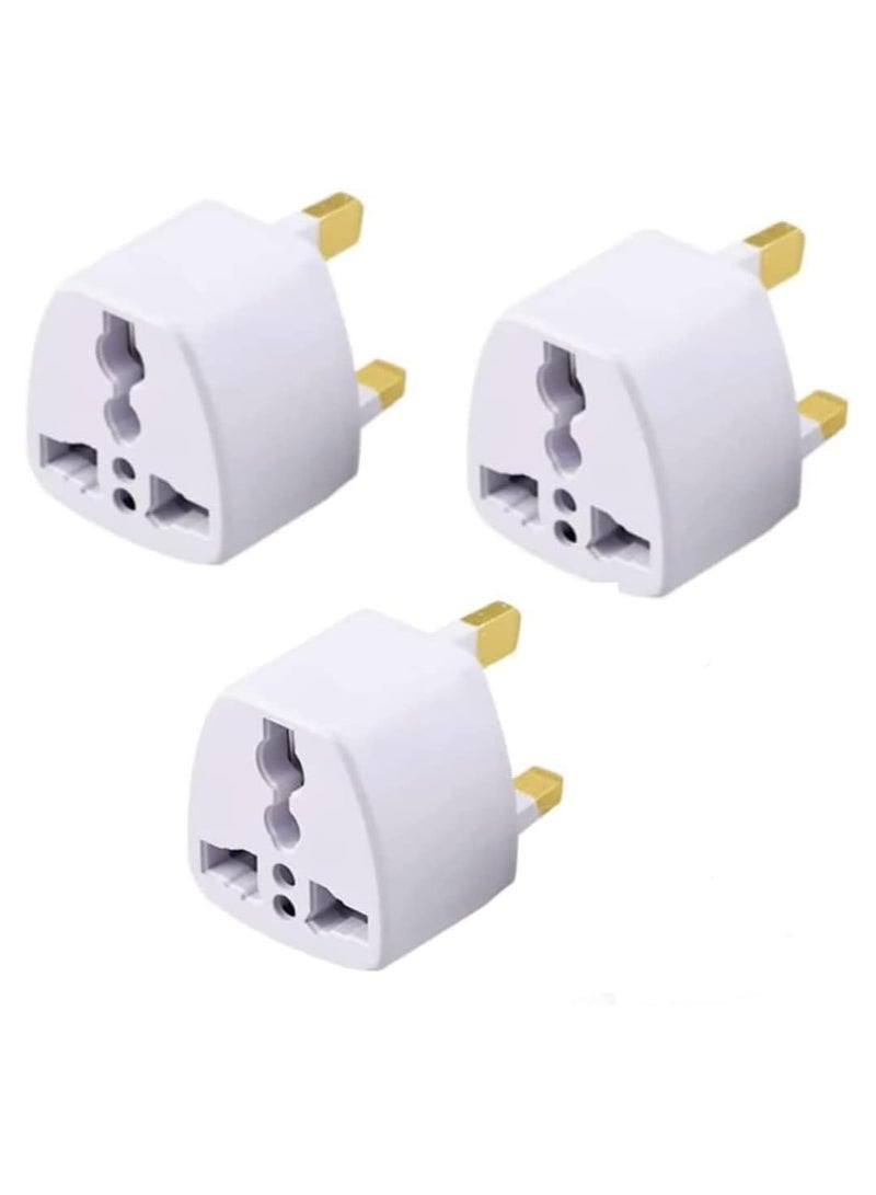 محول قابس السفر العالمي، محول قابس طاقة 3 دبابيس للاتحاد الأفريقي/المملكة المتحدة/الاتحاد الأوروبي/الولايات المتحدة، محول قابس للأعمال، العطلات، الفندق، المطار (3 قطع) - Image 1