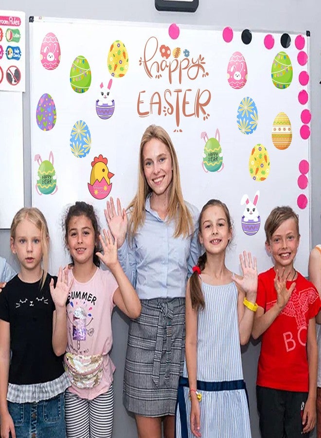 Lucleag 45 PCS Easter Egg Cutouts for Bulletin Board Decoration, Colorful Easter Eggs Bunny Chick Cutouts for Holiday Spring Classroom Bulletin Board School Egg Hunt Party Decoration - Image 2