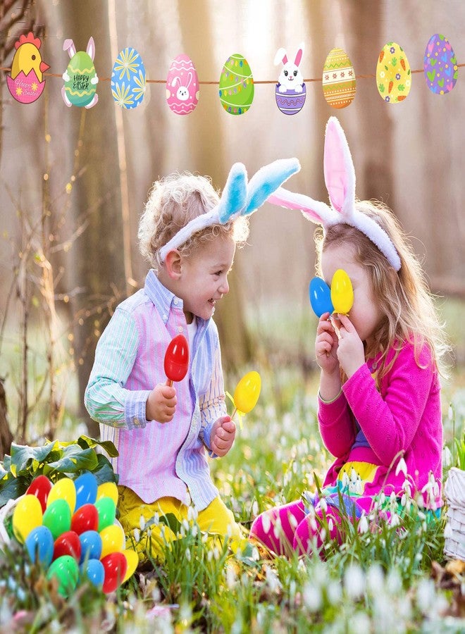 Lucleag 45 PCS Easter Egg Cutouts for Bulletin Board Decoration, Colorful Easter Eggs Bunny Chick Cutouts for Holiday Spring Classroom Bulletin Board School Egg Hunt Party Decoration - Image 5