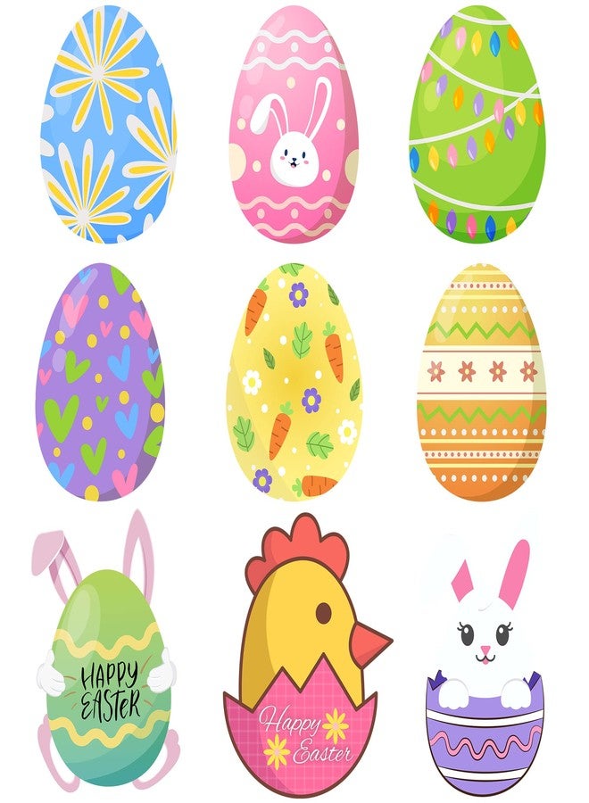 Lucleag 45 PCS Easter Egg Cutouts for Bulletin Board Decoration, Colorful Easter Eggs Bunny Chick Cutouts for Holiday Spring Classroom Bulletin Board School Egg Hunt Party Decoration - Image 1