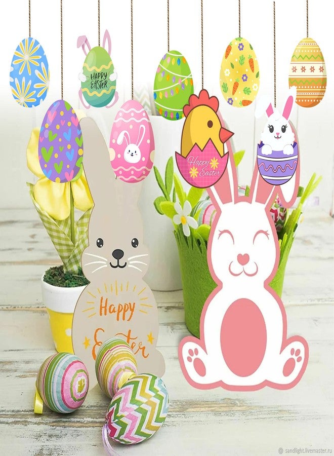 Lucleag 45 PCS Easter Egg Cutouts for Bulletin Board Decoration, Colorful Easter Eggs Bunny Chick Cutouts for Holiday Spring Classroom Bulletin Board School Egg Hunt Party Decoration - Image 4