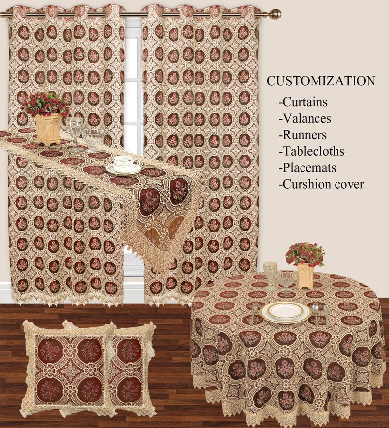 Simhomsen Beige Embroidered Lace Table Runners Dresser Scarves 16 Ã— 48 Inch - Image 5
