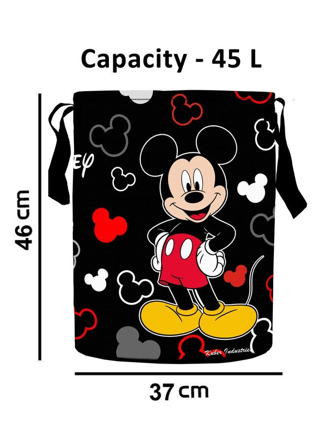 Kuber Industries Disney Print Waterproof Cotton Laundry Bag|Toy Storage|Laundry Basket Organizer 45 L (Black)-KUBMART1590 - Image 4