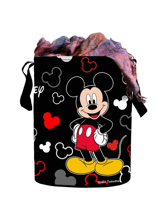 Kuber Industries Disney Print Waterproof Cotton Laundry Bag|Toy Storage|Laundry Basket Organizer 45 L (Black)-KUBMART1590 - Image 5