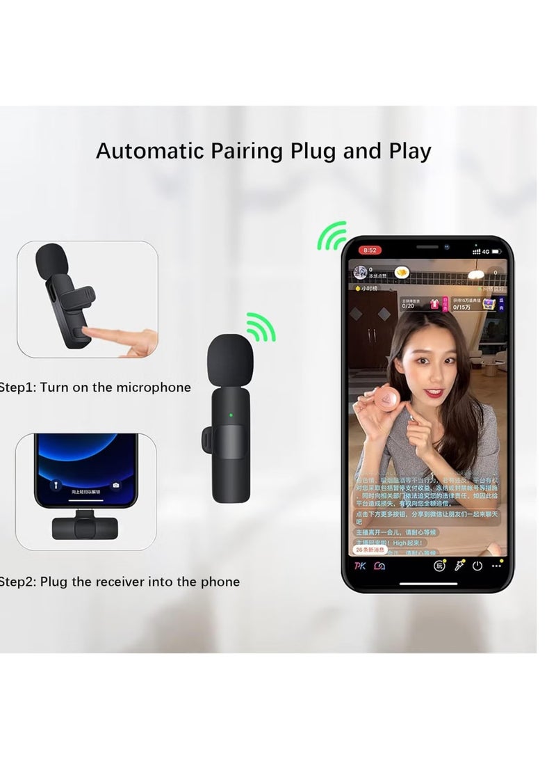 Wireless Lavalier Microphone for iPhone iPad USB C Smartphone, Plug and Play Mini Mic for YouTube TikTok Live Streaming Gaming K Song Recording Auto Noise Reduction. (3.5mm Pack of 2) - Image 2