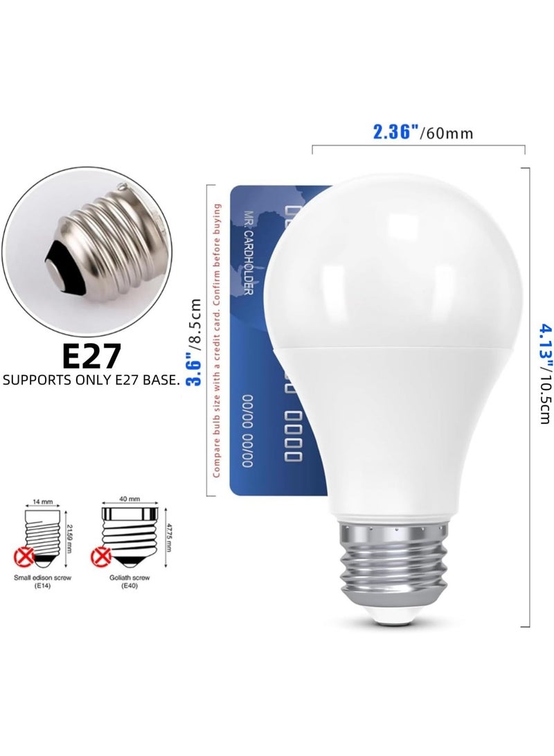 فكسر لمبة إضاءة LED 9 وات، ضوء النهار أبيض 6500 كلفن، عبوة من 10 قطع، غير قابلة للتعتيم، قاعدة E27، 810 لومن، لمبة موفرة للطاقة A60 - ما يعادل 60 وات، عمر طويل، إضاءة بيضاء باردة للمنزل والمكتب - Image 3