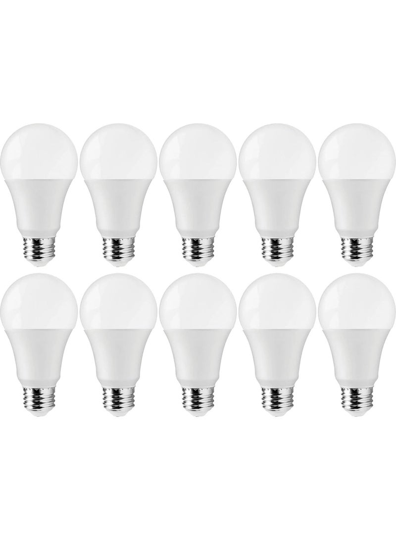 فكسر لمبة إضاءة LED 9 وات، ضوء النهار أبيض 6500 كلفن، عبوة من 10 قطع، غير قابلة للتعتيم، قاعدة E27، 810 لومن، لمبة موفرة للطاقة A60 - ما يعادل 60 وات، عمر طويل، إضاءة بيضاء باردة للمنزل والمكتب - Image 1