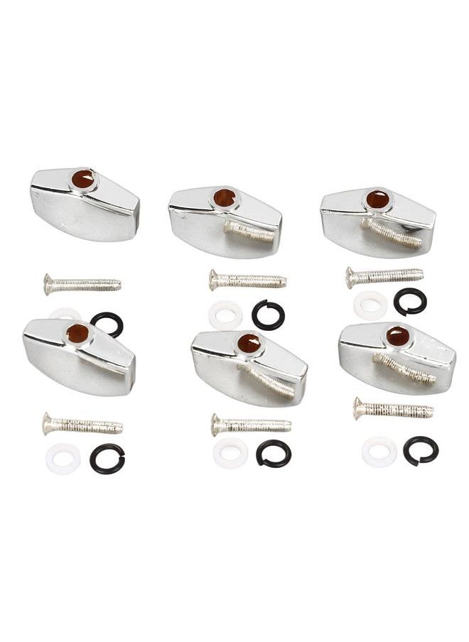 Thoraya - 6Pcs Guitar Tuning Peg Buttons Metal Stable Universal Tuner Buttons Replacement for Acoustic Electric Guitar Silver - Image 1