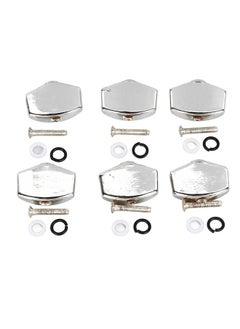 6Pcs Guitar Tuning Peg Buttons Metal Stable Universal Tuner Buttons Replacement for Acoustic Electric Guitar Silver