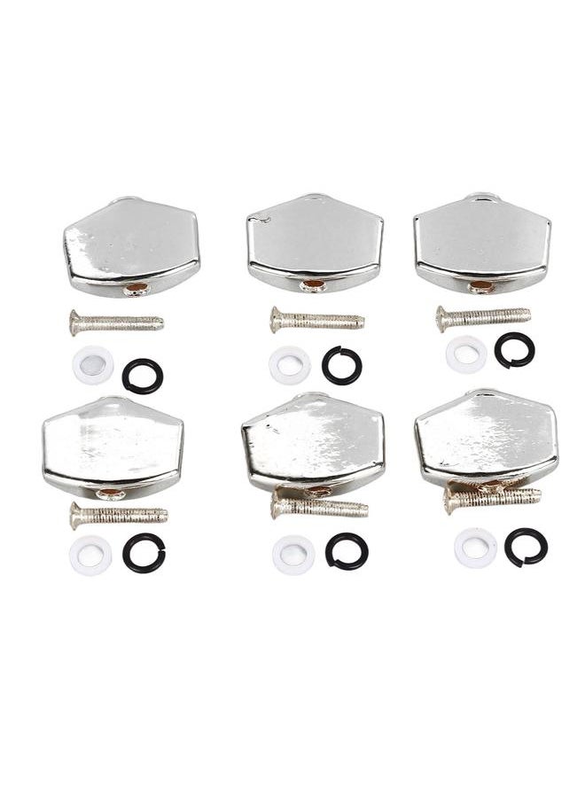 Thoraya - 6Pcs Guitar Tuning Peg Buttons Metal Stable Universal Tuner Buttons Replacement for Acoustic Electric Guitar Silver - Image 1