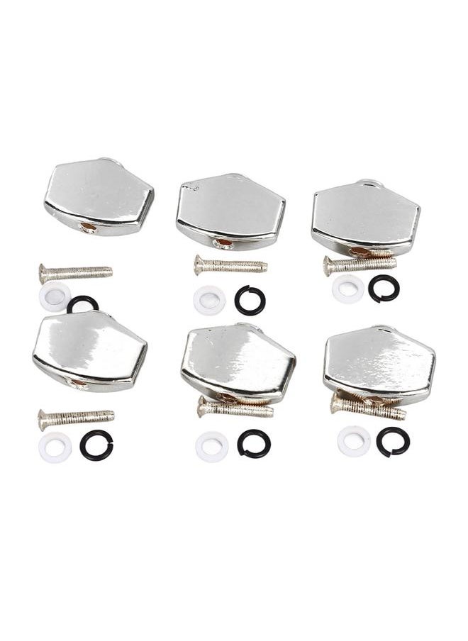 Thoraya - 6Pcs Guitar Tuning Peg Buttons Metal Stable Universal Tuner Buttons Replacement for Acoustic Electric Guitar Silver - Image 1