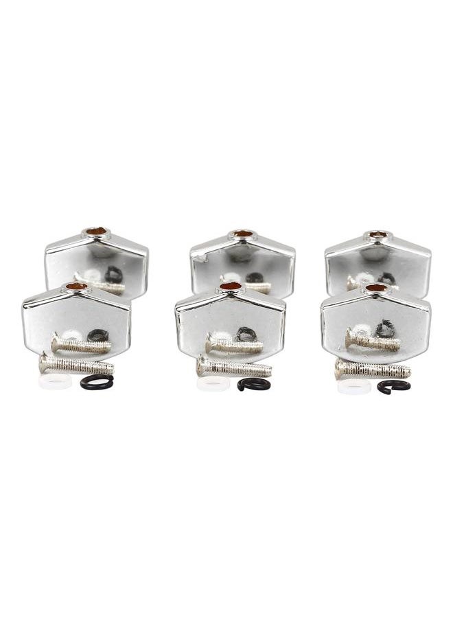 Thoraya - 6Pcs Guitar Tuning Peg Buttons Metal Stable Universal Tuner Buttons Replacement for Acoustic Electric Guitar Silver - Image 1
