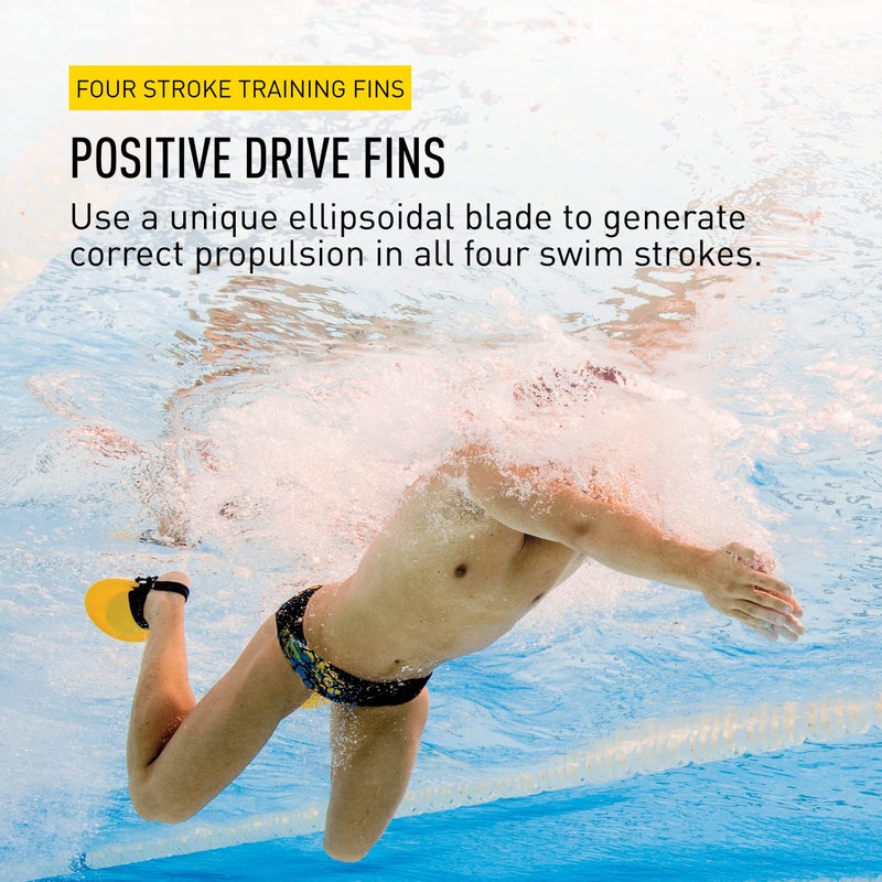 FINIS Positive Drive Swim Fins for All Four Strokes - Ergonomic Fit - Adjustable Heel Strap - Yellow - X-Small - Image 2