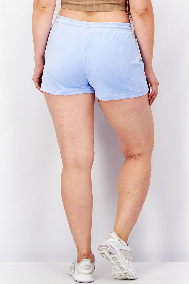 Sundown By Splendid Women Drawstring Velour Casual Shorts, Light Blue - Image 3