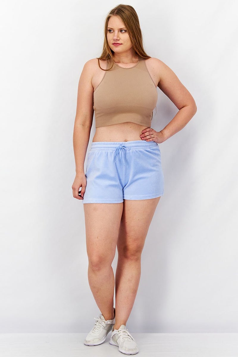 Sundown By Splendid Women Drawstring Velour Casual Shorts, Light Blue - Image 2