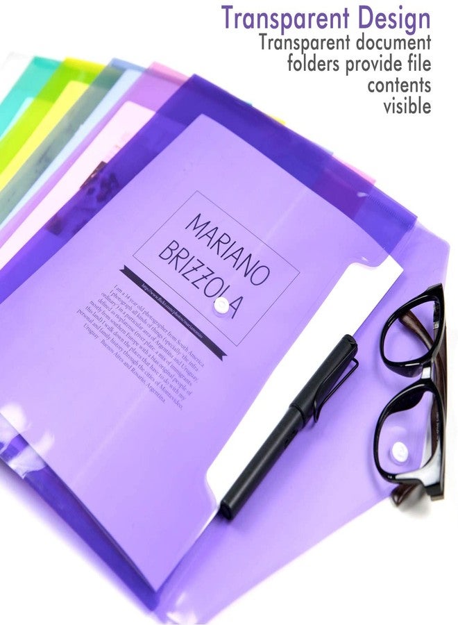 KANABEE Envelope Design Document Certificates File Folder Bag Multicolor Holder Storage Case Snap Button Folder Clear Plastic Container for A4, FS Legal Size Papers Stationery(Pack of 10) - Image 4