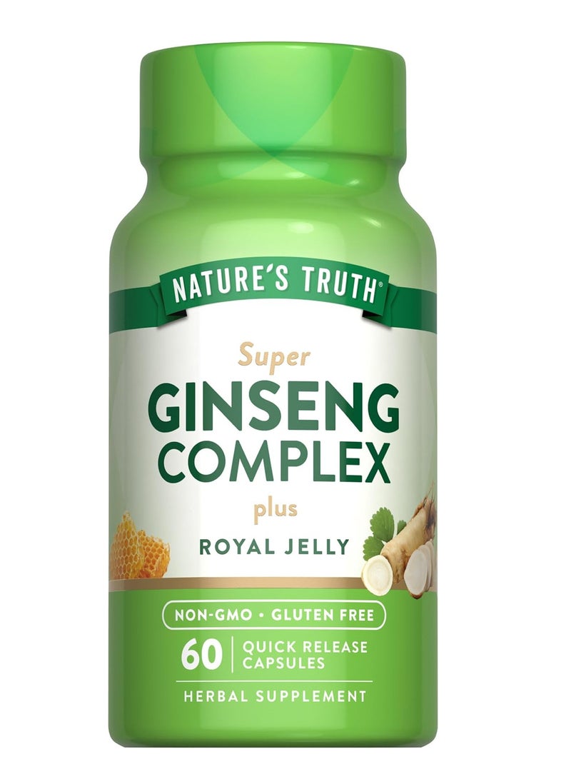 Nature's Truth Super Ginseng Complex plus Royal Jelly 800 mg Quick Release Capsules, 60 Capsules - Image 1