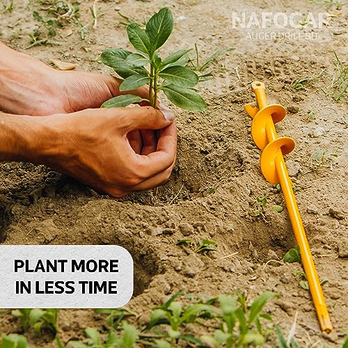 NAFOGAR Garden Auger Drill Bit for Planting - 2"(D) x14.5(L) - Post Hole Digger Drill Auger for Gardening Bulbs, Flowers, and Bedding Plant - Made to Fit in Any 3/8 Hex Drill (Yellow) - Image 5