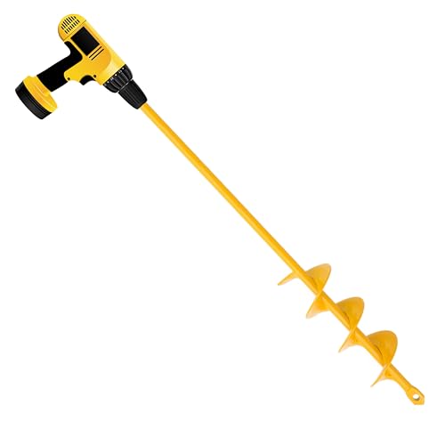 NAFOGAR Garden Auger Drill Bit for Planting - 2"(D) x14.5(L) - Post Hole Digger Drill Auger for Gardening Bulbs, Flowers, and Bedding Plant - Made to Fit in Any 3/8 Hex Drill (Yellow) - Image 1