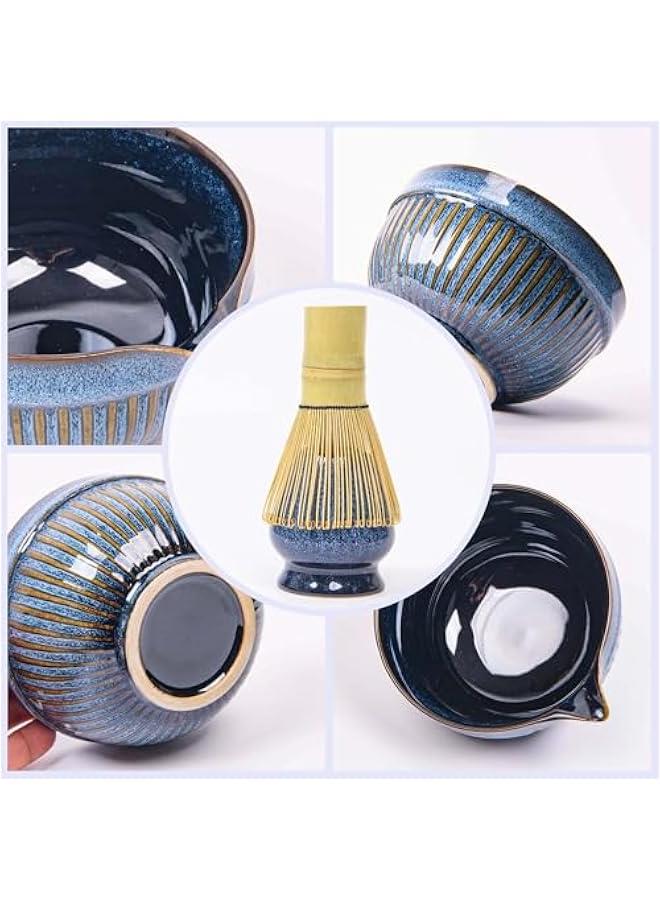 عربست مجموعة 7 قطع من خِيز الشاي الأخضر مع وعاء بسعة 17.6 أوقية وقدح، مجموعة مراسم شاي يابانية، خيز الخيز الطبيعي ومغرفة وحامل سيراميك ومصفاة ومنشفة، أفضل هدية للمبتدئين وعشاق الشاي الأخضر - Image 4