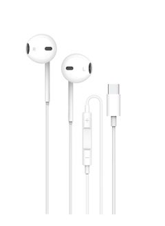 Pawa Stereo Earphones with Type-C Connector  White Color  - Image 1