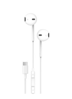 Pawa Stereo Earphones with Type-C Connector  White Color  - Image 4