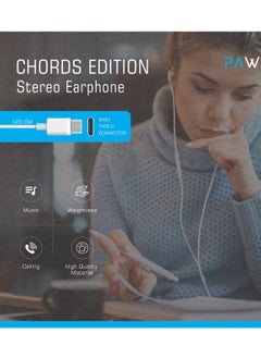 Pawa Stereo Earphones with Type-C Connector  White Color  - Image 5