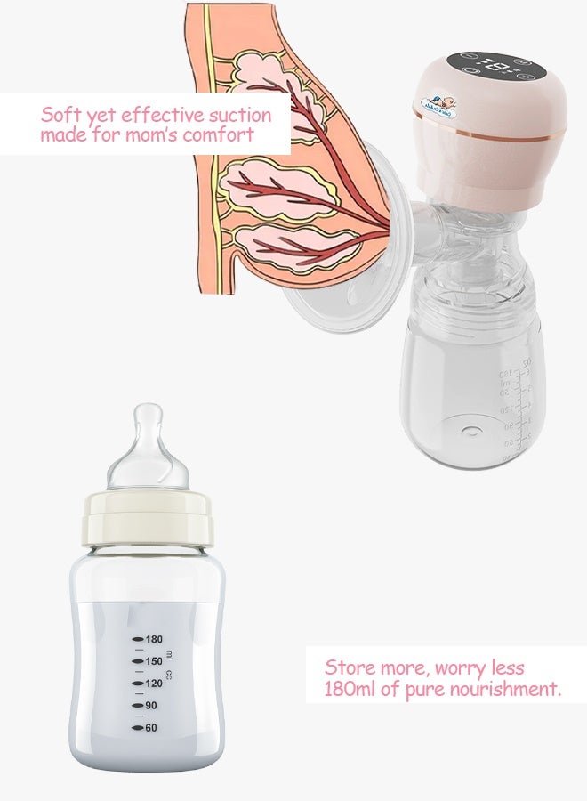 لطف وحضن شفاط حليب كهربائي مع شاشة LED | حلمة ناعمة تحاكي الرضاعة الطبيعية ووسادة تدليك | تحكم بالأزرار اللمسية | يعزز تدفق الحليب بشفط لطيف | بدون ألم ومحمول للأمهات - Image 5