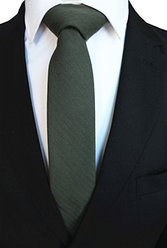 JEMYGINS 2.4" Cotton Necktie Green Mens Cashmere Wool Skinny Tie (19) - Image 2