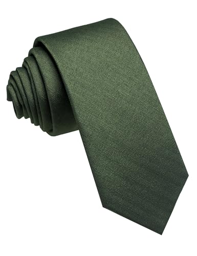 JEMYGINS 2.4" Cotton Necktie Green Mens Cashmere Wool Skinny Tie (19) - Image 5