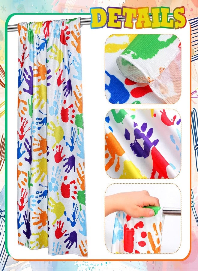 SmoothNovelty 6 Pcs School Classroom Curtains Colorful Handprints Curtains Back to Classroom Decoration for First Day of School Kindergarten Classroom Bedroom Living Room Decor 36" x 24" - Image 4