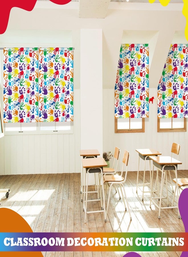 SmoothNovelty 6 Pcs School Classroom Curtains Colorful Handprints Curtains Back to Classroom Decoration for First Day of School Kindergarten Classroom Bedroom Living Room Decor 36" x 24" - Image 5