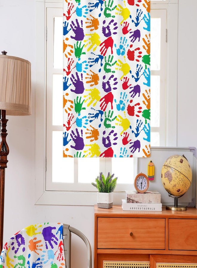 SmoothNovelty 6 Pcs School Classroom Curtains Colorful Handprints Curtains Back to Classroom Decoration for First Day of School Kindergarten Classroom Bedroom Living Room Decor 36" x 24" - Image 2