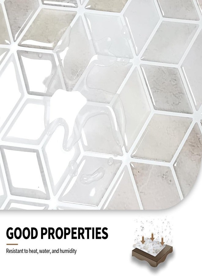 DAGOU10 Pcs Peel and Stick Backsplash 3D Wall Tiles,Self-Adhesive,Oil Proof,Waterproof, Removable Wall Panels for Kitchen & Bathroom,Modern Design, Easy Install (10.7ft，11.8 * 11.8 inch) (White) - Image 5